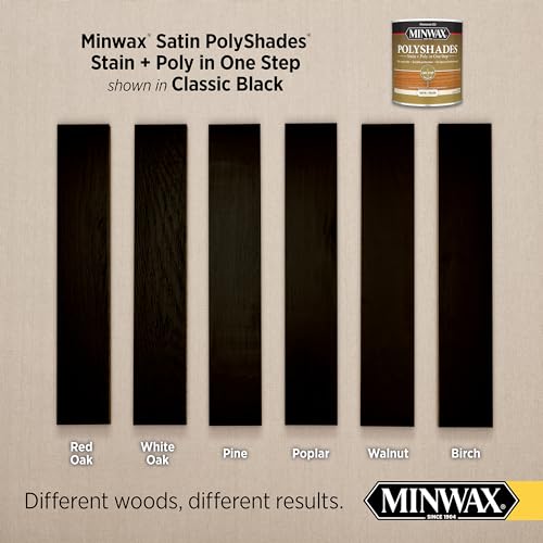 Minwax PolyShades Wood Stain + Polyurethane Finish – Quart, Classic Black, Satin