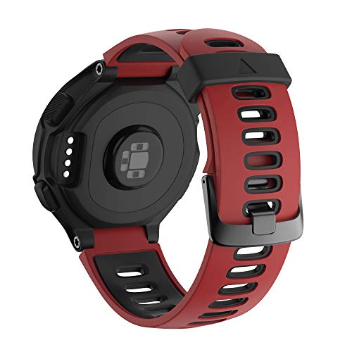 NotoCity Compatible with Forerunner 220 Watch Bands Black Buckle Sport Silicone Watch Strap Replacement for Forerunner 230/220/235/620/630/735XT and Approach S20/S5/S6 Smartwatch (Red-black)