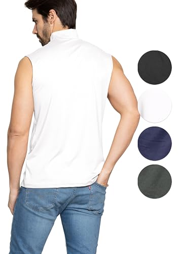 STRETCH IS COMFORT Men’s Oh So Soft Luxe Mock Neck Turtleneck Sleeveless and Short Sleeve Shirt Casual Pullover Top | S-5X3