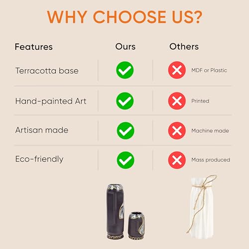 Image of Aakriti Art Creations Serenity Ceramic Decorative Vases Set of 2 | Handmade Brown Matte Finish Modern Art Flower Vases for Living Room, Room Decor, Showpieces for Home Decor Living Rooms