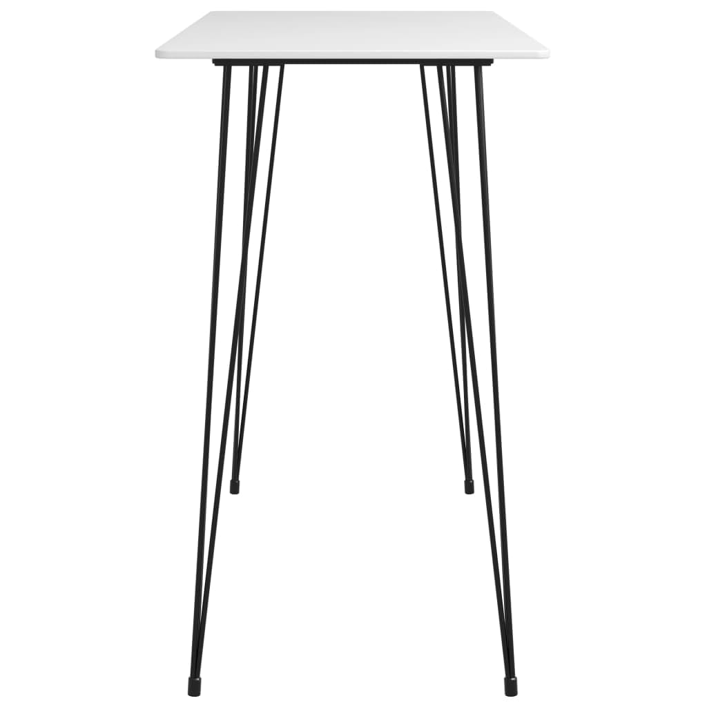 Juego de 5 barras blancas con mesa de comedor y taburetes de metal apilables para cocinas modernas, salón o gastronomía, ahorra espacio, extensible, resistente, fácil de limpiar