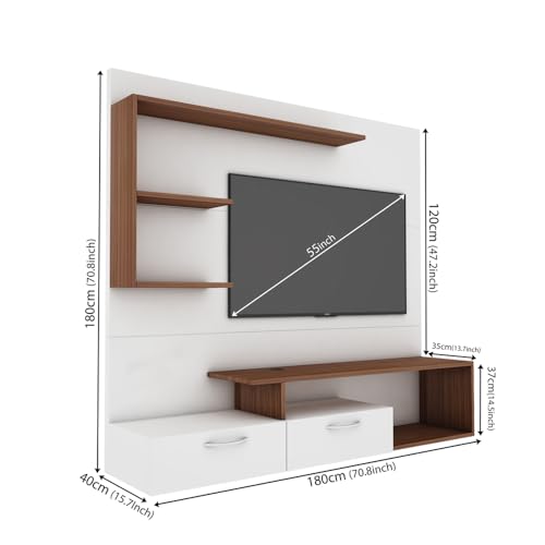 Image of WOODBUZZ Vincent Wall Mount TV Panel | Up to 55 Inch TV | Frosty White