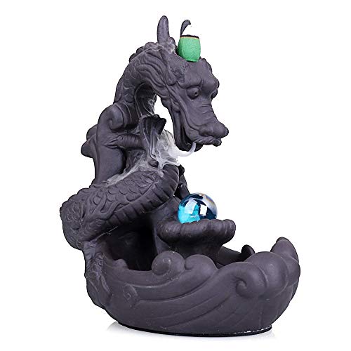 Jessie Dragon Incense Burner With 10 Pcs Incense Cone Porcelain Waterfall Incense Holder For Home Office Yoga Room #TOP4