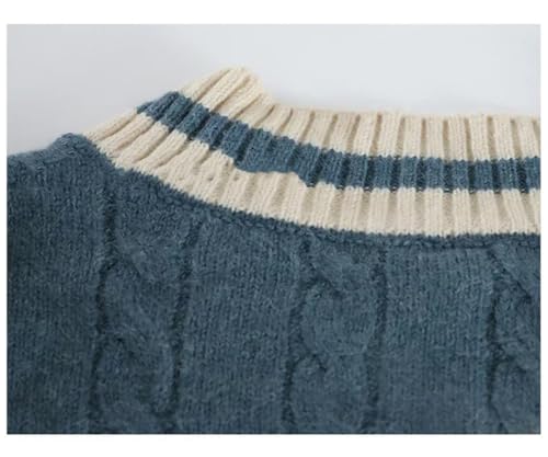 Men’s Autumn Winter V-Neck Sweater Knit Pullover Contrast Color Casual Pajamas Daily Wear Top4