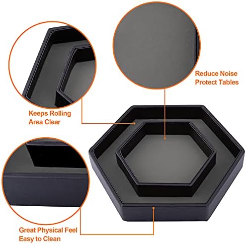 SIQUK Dice Tray with Lid Hexagon Dice Holder Dice Rolling Tray for DND RPG Dice Games and Other Table Games, Grey