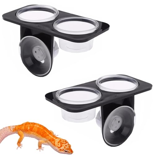 2 Piezas Comedero de Reptiles con Ventosa, Comedero para Reptiles, Gecko Alimentador del Reptil Plato, Cuenco Reptiles, Cuenco de Agua para Alimentos y Reptiles para Lagartos, Geckos, y Otros Reptiles