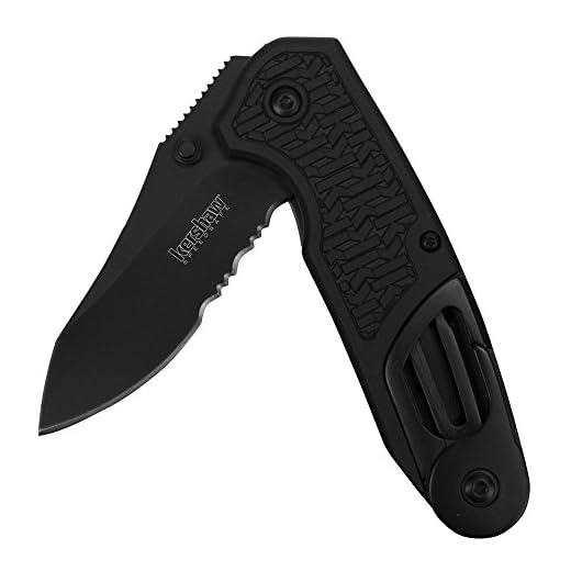 Kershaw Funxion EMT (8100); Multifunction Folding Pocketknife; 3 inch Partially Serrated Stainless Steel Blade; Carabiner Clip, Cord Cutter, Screwdriver Tip, Hex Wrench, Glassbreaker Tip , Black