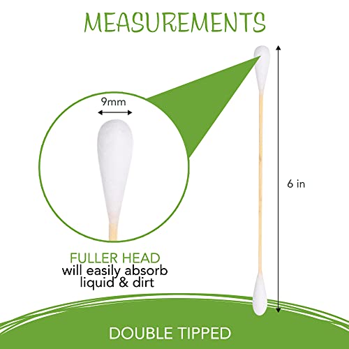 Long Q Tips Ear Cleaner Dog - Biodegradable And Eco-Friendly Cat Ear Cleaner With Long 6 Inches Bamboo Sticks & Large 0.35 Inch Cotton Tips - Double Tipped - Long Cotton Swab For Pets - Pack Of 200 #TOP1
