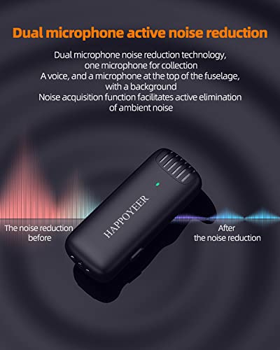 HAPPOYEER Kabellose Lavalier-Mikrofone für iPhone iPad, mit 2 kabellosen Mikrofonen, Plug-Play-Ansteckmikrofon mit Ladehülle für Interview, Videoaufnahmen, Tiktok, Facebook Live-Stream