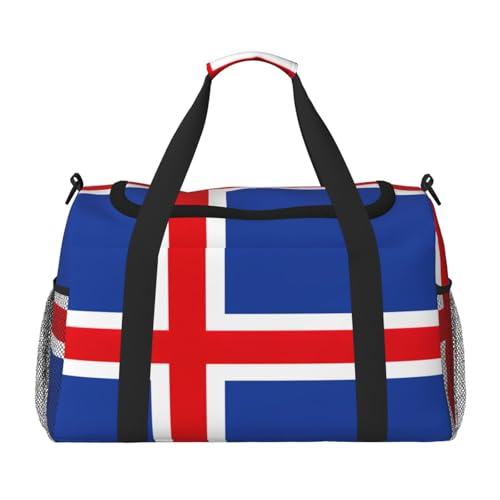 Flag of Iceland print Carry on Bag Underseat forTraveling Personal Item Bag Travel Duffel Bag Gym Bag for Women Men