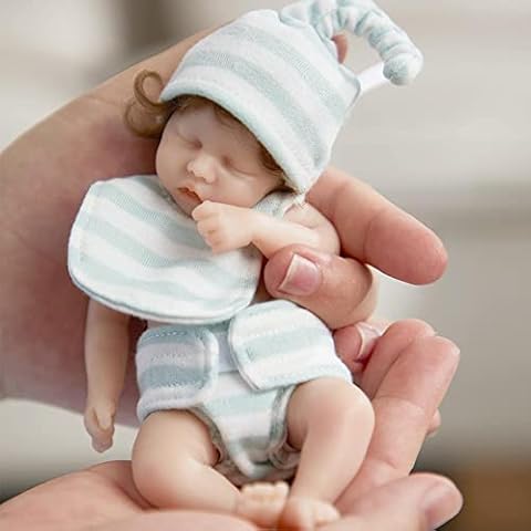 Kaikso-In Mini Baby Dolls, 6 Inch Soft Vinyl Silicone Realistic Curly Rooted Hair Clothes Baby Girl Doll Gift for Children Adult Cover