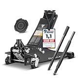 STAHLWERK Hydraulischer Wagenheber mit 3 t Tragkraft – extra flach, 73-500 mm Hubbereich, gummierte Rollen, Doppelhubkolben, Rangierwagenheber, Hydraulik-Wagenheber, Autoheber (WHB-73 ST)