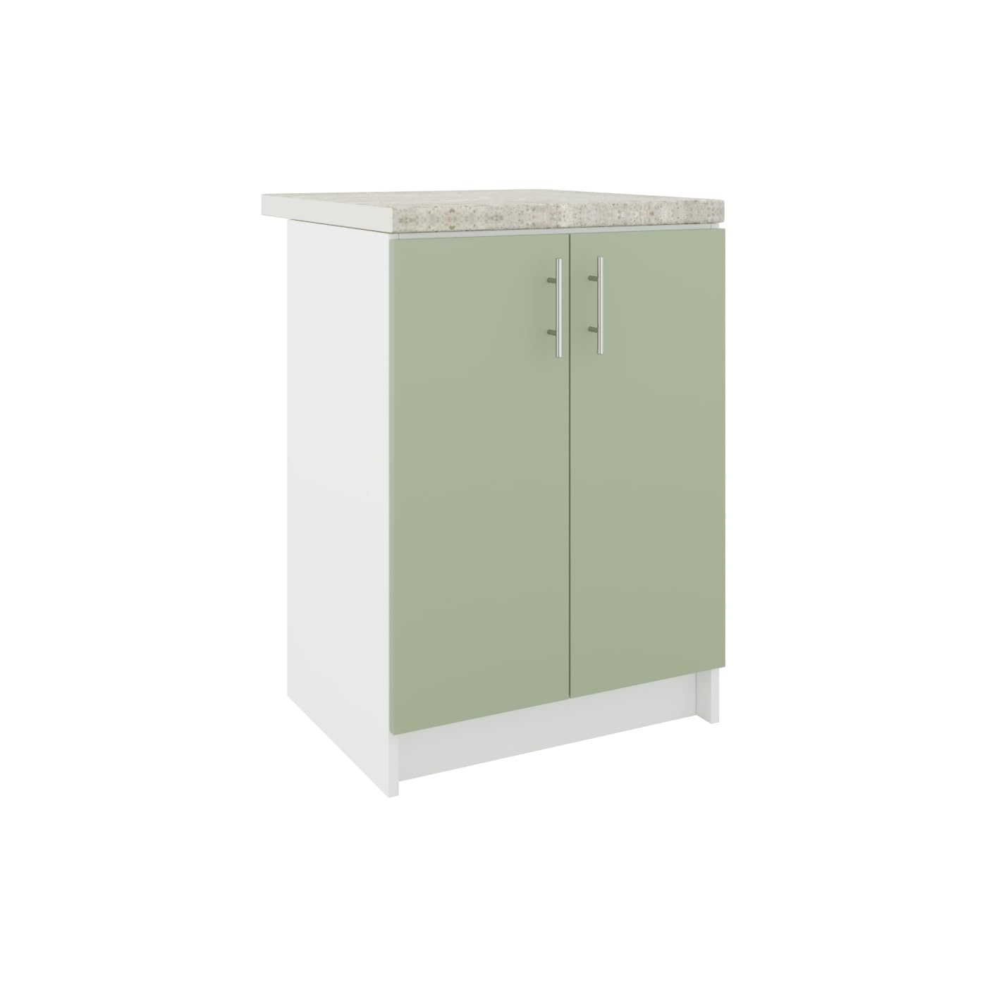 JD Greta Fixed Height 600mm Kitchen Base Cabinet Floor Unit with 38mm Worktop โ Sage Green Matt