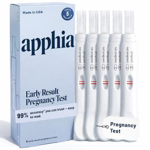 Apphia Health Early Detection Pregnancy Test Kit Midstream hCG Tests, Detects Pregnancy Up to 6 Days Before Missed Period, Easy to Read Results, Female Urinal Compatible, Made in USA (5)