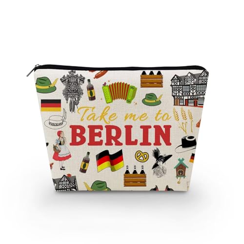 Take Me To Berlin Makeup Bag Cute Small Canvas Organizer Zipper Pouch Take Me To Berlin Cosmetic Bag Travel Present for Women Friends