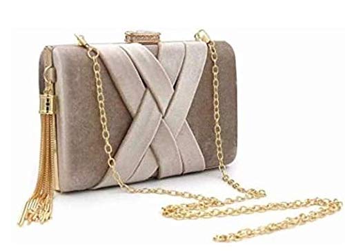 TOOBA Handicraft Beautiful Flower Box Clutch Bag Purse for Bridal, Casual, Wedding Bag for Women & Girls (Velvet Beige) 1