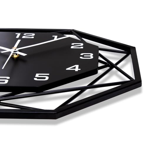 VIVILINEN Wall Clock Metal Kitchen Clock 30cm Modern Silent Non-Ticking Black Clock Skeleton Design for Living Room Bedroom, Office - Image 4