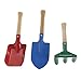 Produktbild JOYKK 3 Stücke Kinder Mini Gartengeräte Set Trowel Rake Shovel Hausgarten Strand Spielzeug Kid - Holz + Rot/Grün/Blau