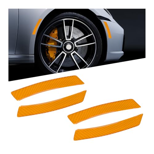 Image of 2 PCS Car Reflective Trim Side Marker Stickers, Automotive Exterior Reflector Guard Warning Sticker, Safety Reflective Strip for Car SUV Truck Wheel or Side Bumper Fenders (Yellow)