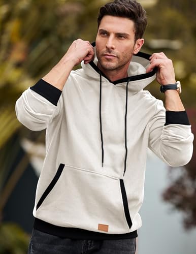 JMIERR Men's Cotton Casual Hoodies Sweatshirts Fashion Long Sleeve Drawstring Fleece Pullover Hoodie with Pockets - Image 4