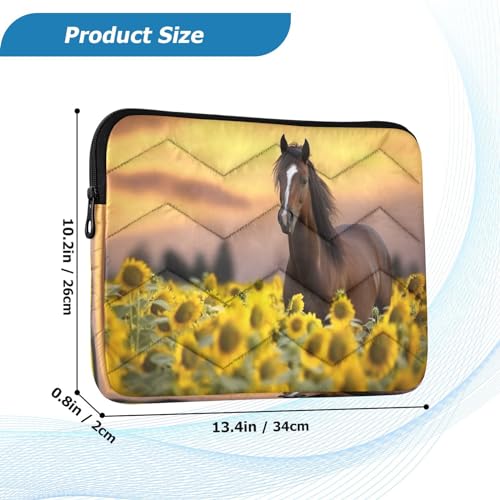 Funda para portátil de 13-14 pulgadas con diseño Horse Sunflowers miniatura 3