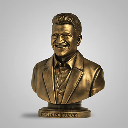 Image of SILAII Dr. Puneeth Rajkumar Sculpture - Antique Bronze Tribute to Kannada Film Legend - Handcrafted Collectible