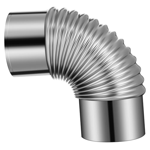 Homoyoyo Chimenea Acodada De Acero Inoxidable Collarín De Humos De Chimenea Resistente Escape De Acero Para El Hogar Estufa De Chimenea De Codo Angular Tubos De Chimenea Accesorio Silver