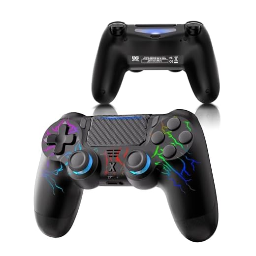 RUIZHI Contrôleur PS4 LED - Design en Forme D'éclair, Contrôleur Sans Fil Playstation 4 compatible avec PS4/Pro/Slim/PC, avec Batterie de 1000mAh, Câble Usb-C, 1 Pièce, Noir