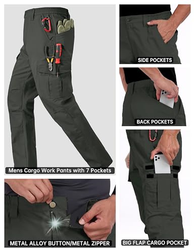 Image of CNBQDD Mens Work Pants Ripstop Waterproof Cargo Pants for Men with 7 Pockets Tactical Hiking Pants