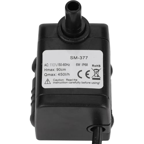 Submersible Pump, Water Pumps Fish Fountain 6W Quiet Ultra Pond Aquarium Underwater Aeration for Statuary (US regulations (110V))