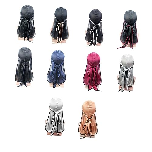 Holibanna Elastic Turban Kerchief Women's Multifunctional Headwear Soft Silk Long Tail Black