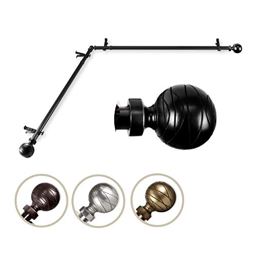 Rod Desyne Arman Corner Window Curtain Rod 13/16", 28-48 Inch, Black #TOP3