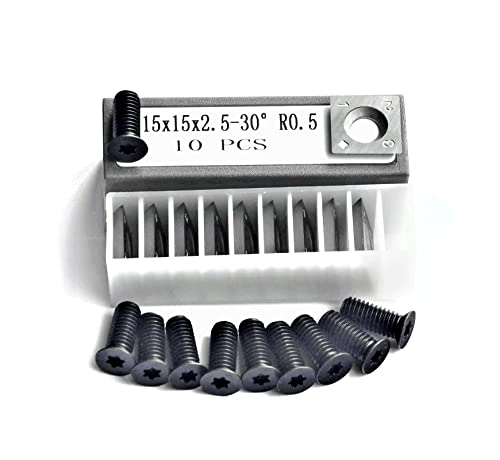 YURIKAI 15mm Square Carbide Cutter Wood Carbide Helical knives 15 x 15 x 2.5mm with Screws for Spiral and Helical Head Planer Wood Lathe Knives and DIY Woodworking 10 pcs