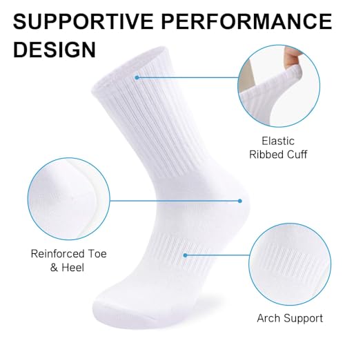 Image of Mens Crew Socks Cotton Athletic Cushioned Running Workout Gym Long Socks
