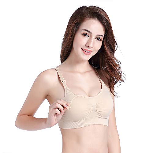 Rufun Soutien-Gorge Tire-Lait Mains Libres Allaitement Coton Doux pour l'allaitement,Beige,XXL Cover