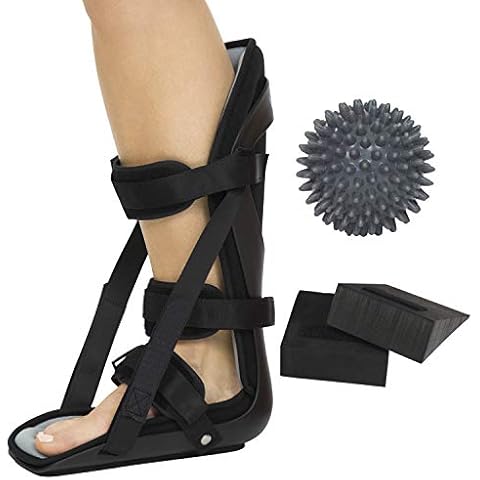 Vive Plantar Fasciitis Night Splint Plus Trigger Point Spike Ball - Soft Leg Brace Support, Orthopedic Sleeping Immobilizer Stretch Boot Cover