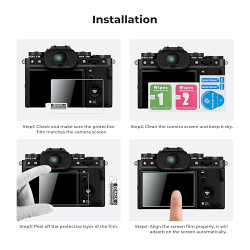 Image of K&F CONCEPT 3 Pack Camera Screen Protector Compatible with Fujifilm X-T5 Fuji XT5, 0.3mm 9H Hardness Tempered Glass Cover Anti-Scratch Bubble-Free & Hot Shoe Cover