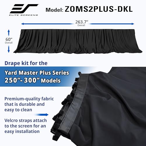 Image of Elite Screens Projector Projection Screen Bottom Drape Skirt Accessory Uniquely Designed for Yard Master 2 Plus Projection Screens Series 250″-300″ Models - Black Skirt, ZOMS2PLUS-DKL