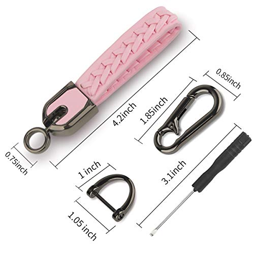 Car Key Chain Keychain For Women Girl Mom, Pink Genuine Leather Cord Keyring Car Accessories Friend Christmas Birthday Gift Detachable Lanyard #TOP1