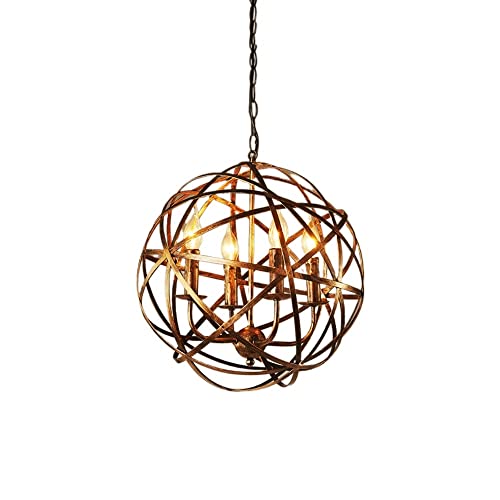 Plafonnier industriel haut de gamme en fer rétro avec suspension globe cage 100cm