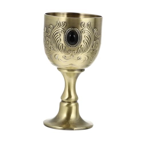 HOMOBABE Copa de Vino de Metal Vintage Mini Cáliz Retro para Vino Tinto Diseño Europeo de Aleación Adecuado para Fiestas y Decoración Elegante Taza Metálica Resistente y Fácil de