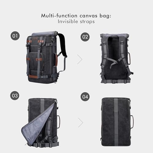 Image of WITZMAN Canvas Backpack for Man Vintage Travel Backpack Large Laptop Backpack Convertible Shoulder Rucksack