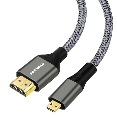 SOEYBAE Cable Micro HDMI a HDMI 1M,4K 60hz Alta Velocidad, Soporte Ethernet,3D, ARC,Compatible Cámara, Tablet, TV, PC