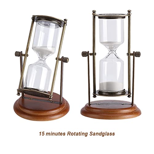 Reloj de arena giratorio de 15 minutos con soporte de metal para oficina 6