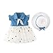 Produktbild Julhold Kleinkind Baby Kinder Mädchen Schöne Freizeit Sternendruck Patchwork Tüll Kleid Prinzessin Kleider Kleidung Hut Sommer(Weiß-1,100)