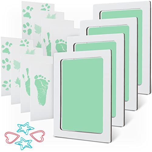 Image of MengNi Baby Footprint Handprint Pet Paw Print Kit Large Size with 4 Ink Pads and 8 Imprint Cards