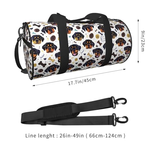 Cute Rottweiler Dog Print Travel Duffle Bag, Sports Gym Bags for Women Men, Carry On Weekender Overnight Personal Item Travel Bags2