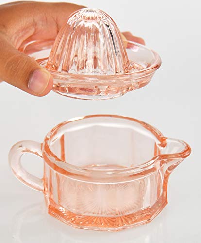 Home-X Nostalgia Style Glass Citrus Juicer, Manual Juice Press, Retro Nostalgic Lemon, Orange Juicer-2 Pcs-Pink #TOP6