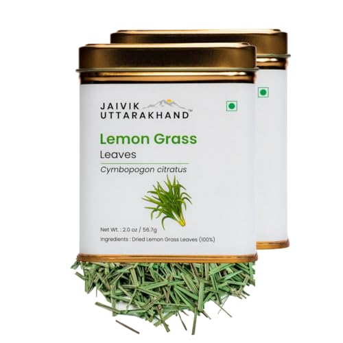 Image of Jaivik Uttarakhand Lemongrass Herbal Tea (113.4 g), Refreshing Aromatic Blend Natural, Unique Blend Crafted Loose Leaf for Chai Lovers across India, Pack of 2 Tin Can
