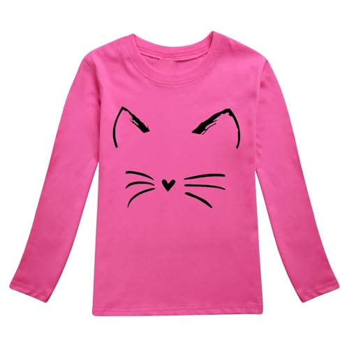T-shirt chat à manches longues imprimé dessin animé rose garçon